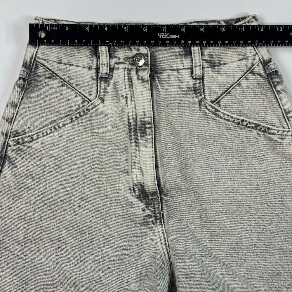 IRO Paris Womens Faded‎ Denim Shorts Dark Grey High Rise Loose Fit Size S (4) - Picture 6 of 8